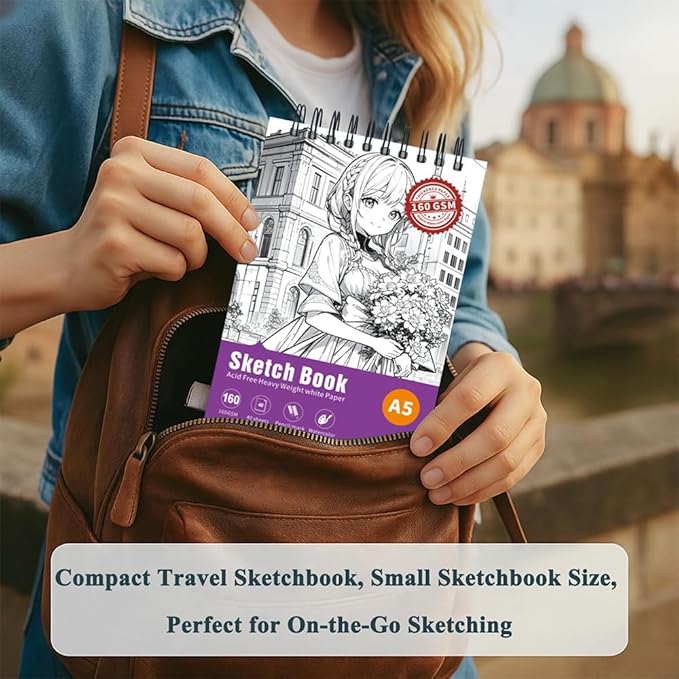 Thickened Mixed Media Sketchbook - Three Different Sizes, Drawing Paper Pad-108lb/160gsm, (Anime X, A4 (Large Size) 8.5X11.8 inch)