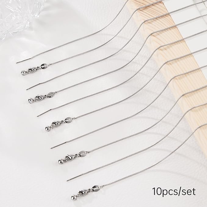 10Pcs Stainless Steel Round Snake Adjustable Chain Bulk for Jewelry Making 1mm Necklaces Chains for Women Personalized Jewelry