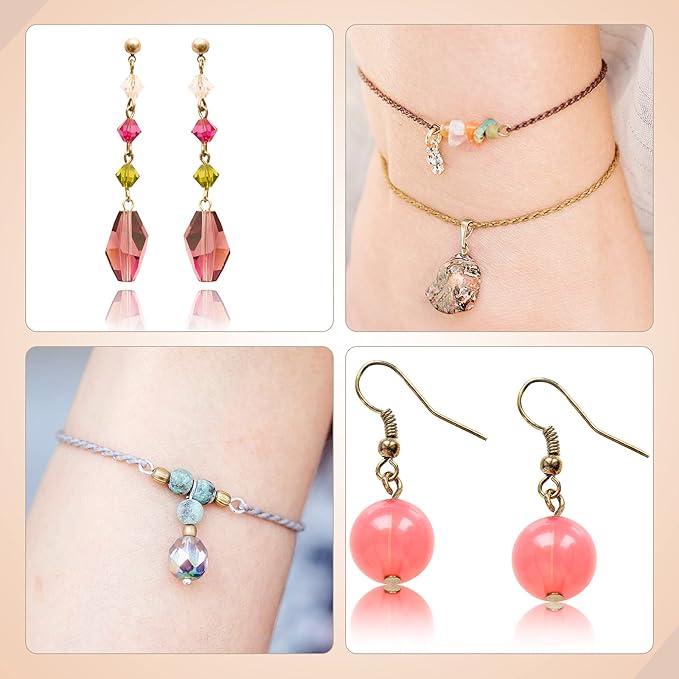 Junkin 1400 Pcs Eye Pins Mix Jewelry Findings 0.63 * 0.79 * 1.18 in Open Eye Head Pins Findings for Jewelry Making DIY Necklace Bracelets(Vintage Colors)