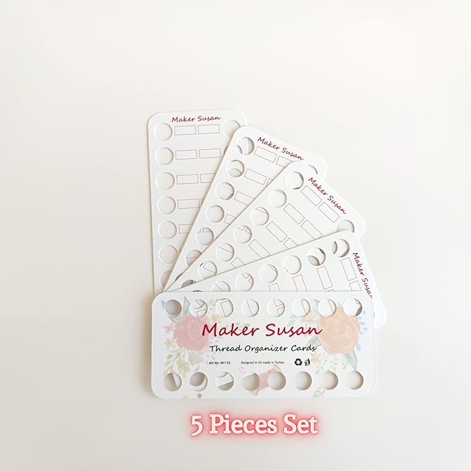 5 Pack Embroidery Thread Organizer Cards, Embroidery Floss Organizer Holder 16 Positions Cross Stitch Bobbin for Floss, Craft DIY Sewing Storage, Cardboard Floss Bobbins, Thread Keeper