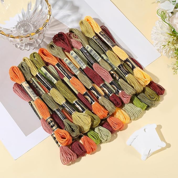 24 Skeins 6 Strands Variegated Colorful Embroidery Floss Cross Stitch Threads Gradient Friendship Bracelets Yarn String Bulk with Floss Bobbins for Sewing Knitting Crafts Crochet Stitching
