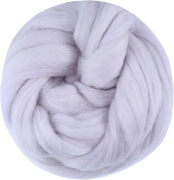 3.53oz Wool Roving, Fiber Roving Wool Top, Needle Felting Supplies, Pure Wools, Chunky Yarn, Spinning Wools for Needle Felting Wet DIY Hand Spinning (Grey)