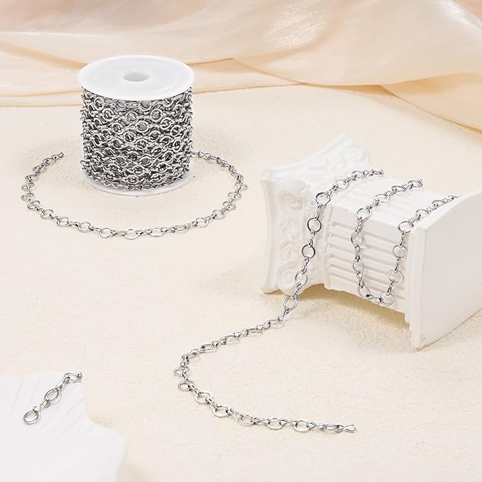 16.4 Feet Stainless Steel Chains Bulk on Spool Circle Link Chain for Jewelry Making