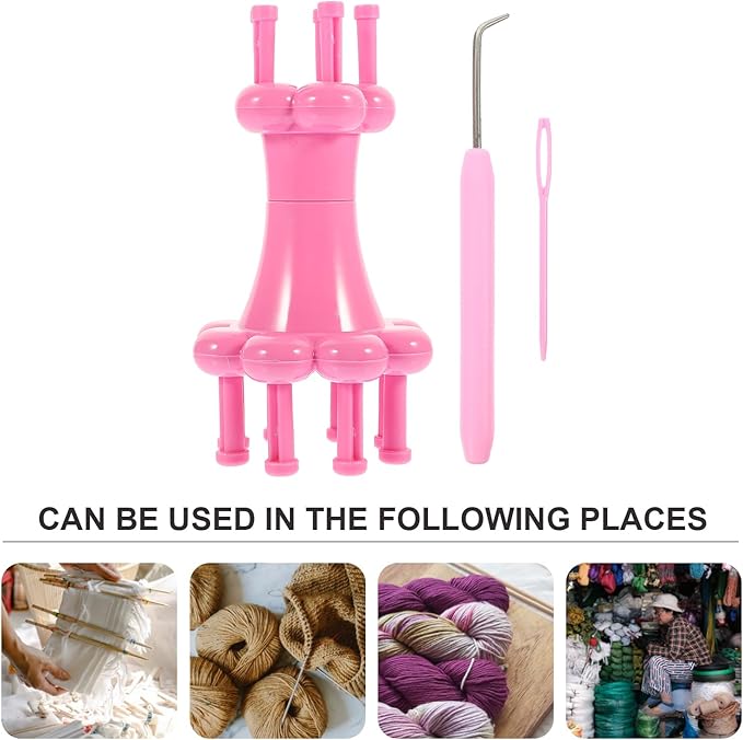 TEHAUX Plastic Knitting Loom Kit with Crochet Hook and Needle Yarn Weaving Tool for DIY Sweaters Scarves Bracelets and Hair Ropes 4.52X4.72X2.36In