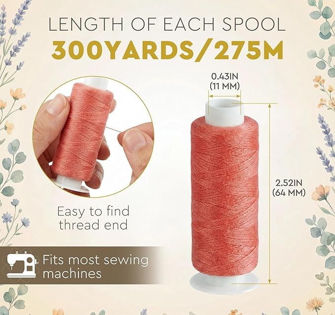 All Purpose Sewing Thread, Lemonfilter 100 Color Sewing Thread Assortment 300 Yards Each Spool Polyester Thread for Sewing, Hilos para Coser for Machine Sewing, Hand Stitching or Embroidery