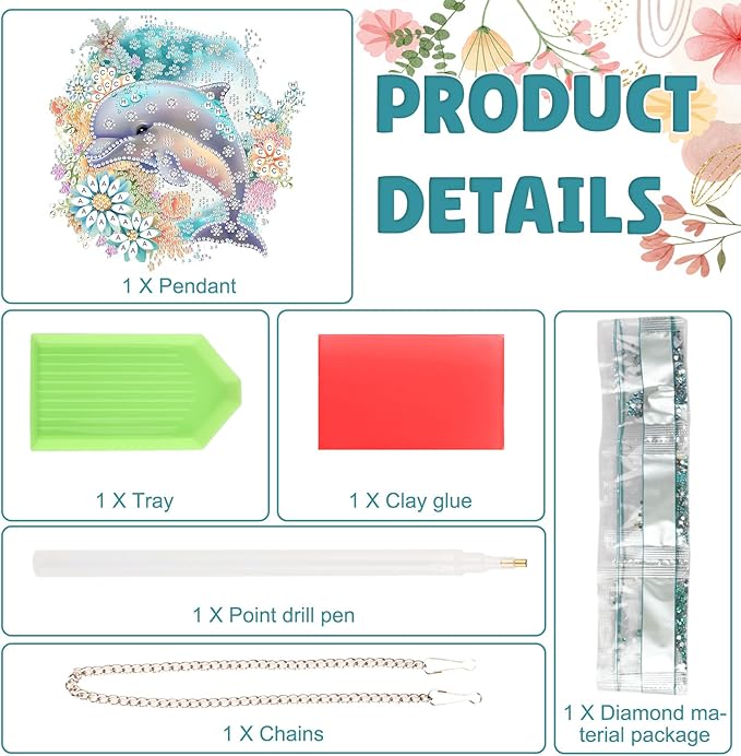 DOMROM Dolphin Diamond Art Hanging Kits for Adults Beginners, Special Shaped Crystal Diamond Painting Dolphin Pendant, DIY Diamond Art Suncatchers Animal for Home Garden Wall Decor Gift