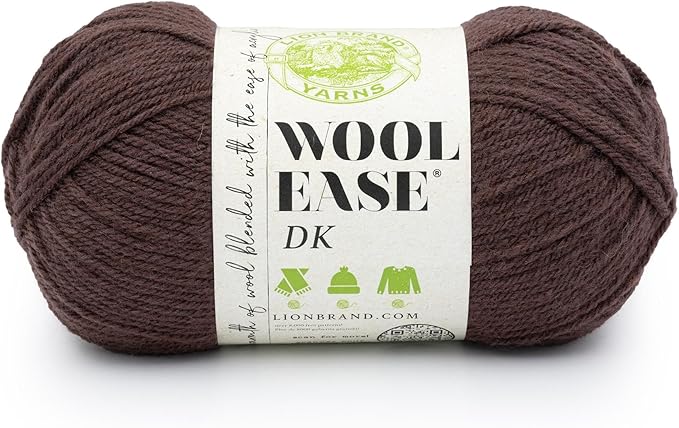 Lion Brand Yarn, Acrylic Wool Blend Wool-Ease DK Yarn for Knitting, Crocheting, and Crafts, Hickory, 1 Pack