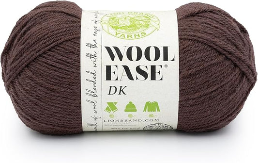 Lion Brand Yarn, Acrylic Wool Blend Wool-Ease DK Yarn for Knitting, Crocheting, and Crafts, Hickory, 1 Pack