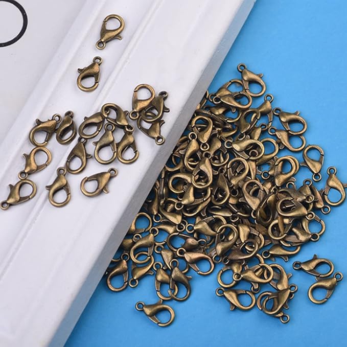 800 Pcs Jewelry Making Accessories Set with 100 Pieces Lobster Claw Clasp 200 Pieces Bead Tips Knot Covers and 500 Pieces Open Jump Ring Connectors DIY Jewelry Making Supplies Bracelets (Bronze)