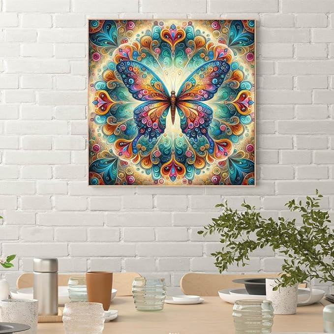 ijbnhd Butterfly Diamond Art Painting Kits for Adults, Full Drill Diamond Paintings for Beginners, Round 5D Diamonds Pictures Gem Art Painting Kits DIY Crafts Kits 14x14in
