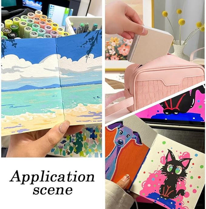 2Pcs 3.2" x 3.2" Mini Watercolor Notebook Drawing Sketching Pads Paper Blank Square Portable Water Color Travel Journal Small Art Pad Sketchbooks for Painting Traveler Student Office Supplies