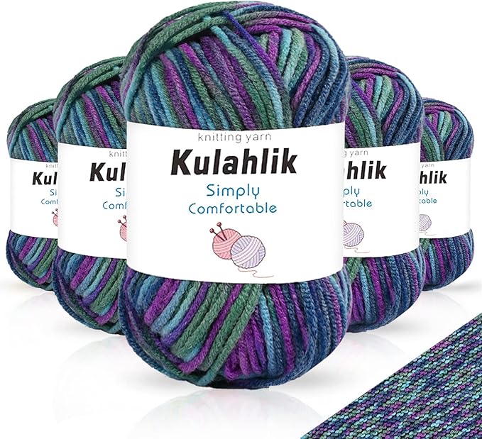 250g(5x50g) Acrylic Yarn for Crochet/Knitting, Colorful Gradient Yarn Thread, 5 Rolls Skeins, Perfect for Any Knitting Crochet and Crafts Mini Project