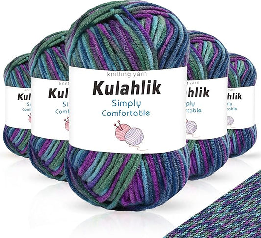 250g(5x50g) Acrylic Yarn for Crochet/Knitting, Colorful Gradient Yarn Thread, 5 Rolls Skeins, Perfect for Any Knitting Crochet and Crafts Mini Project