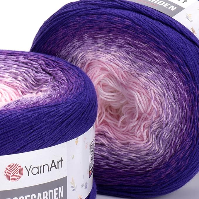 Yarn Art Flowers Rosegarden 100% Cotton 250gr 8.80 oz 1094yds Multicolor Cotton Yarn Rainbow Crochet Yarn Spring Summer (321)