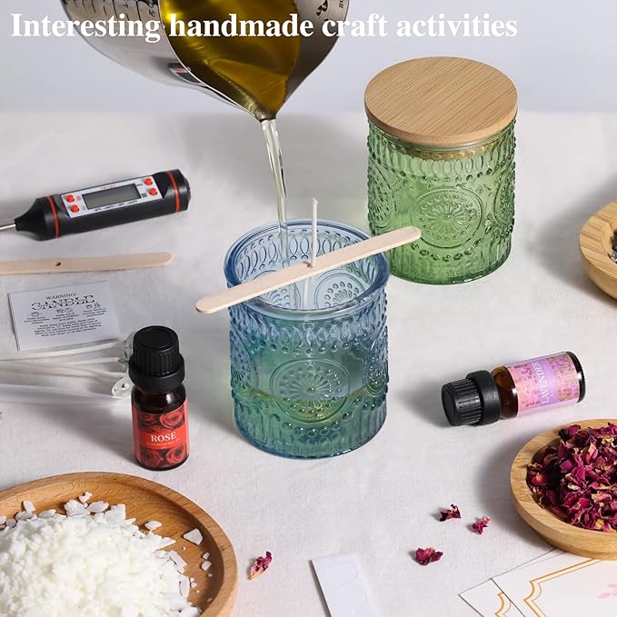 DARJEN Candle Making Kits for Adults- Soy Candle Making Supplies with 2 Candle Jars(Blue, Green), Wax, Scents, Card & More, DIY Starter Candle Making Kit, Full Set DIY Arts & Crafts Gift