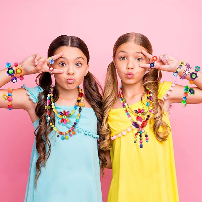 nexbox girls crafts jewelry making kit for toddlers - pop beads toys sets for little kids age 3 4 5 6 year old, ideas birthday gifts