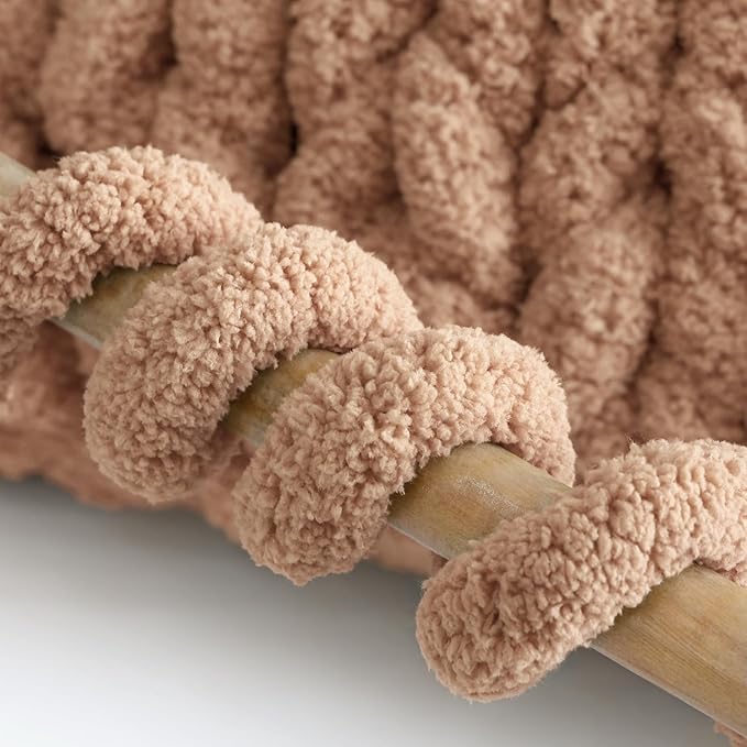 Jumbo Chenille Chunky Yarn for Crocheting - Super Bulky Fluffy Chunky Yarn for Hand Knitting - Extra Thick Soft Blanket Big Yarn 2 Jumbo Pack (27yds,8 oz Each Skein)