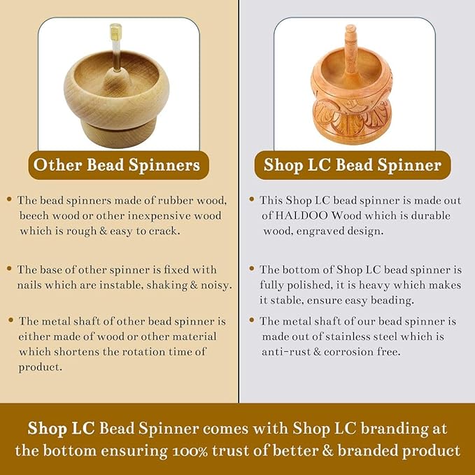 Shop LC Clay Seed Bead Spinner Kit for Jewelry Making with Big Eye Beading Needle and 3 Meter Wire - Necklaces Bracelets Makers Wooden Crafting Gifts for Womens - Haldoo