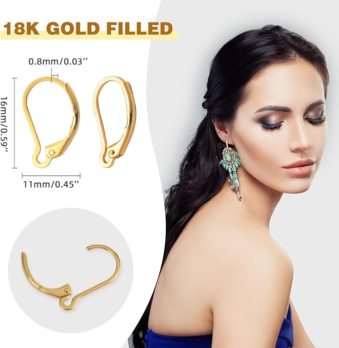 yaugkh 18k gold filled leverback french ear hooks hypoallergenic tarnish resistant dangle findings for jewelry making supplies