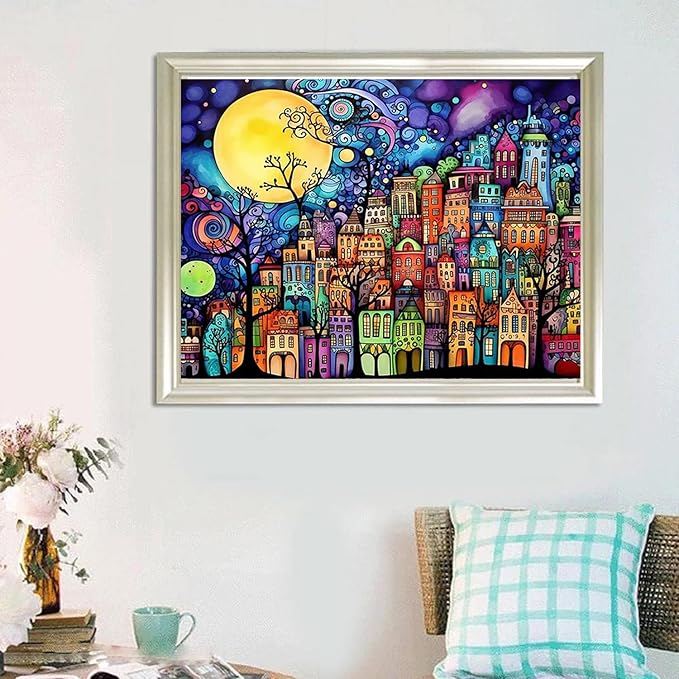 Meothan Diamond Art Kits for Adults, 5D DIY Dream House Diamond Painting Kits for Beginners, Diamond Dots Gem Arts Crafts Kits for Living Room Bedroom Home Wall Decor Offices16X12 Inch
