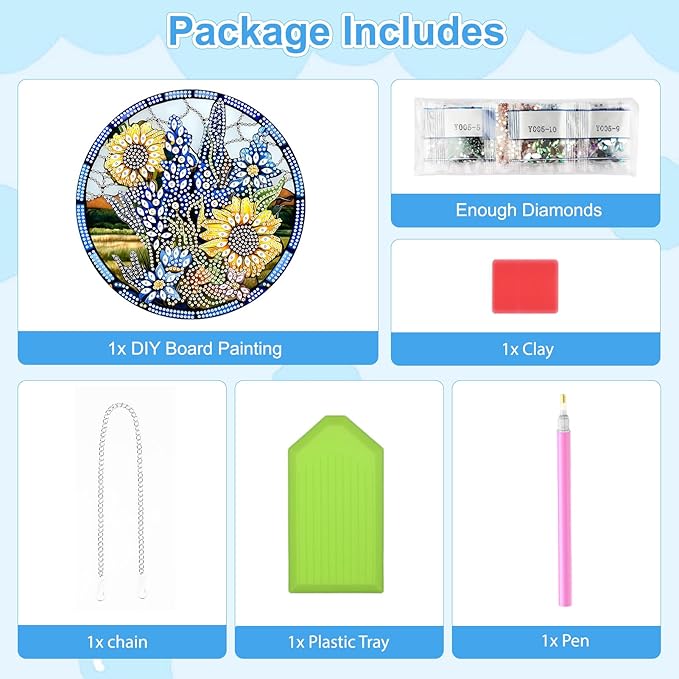 TOSTOG Diamond Art Hanging Kits for Adults, DIY Floral Diamond Painting for Adults Window Pendant, Special Shape Diamonds 5D Sunflower Diamond Painting Hanging Pendant Kit for Wall Decor Gift