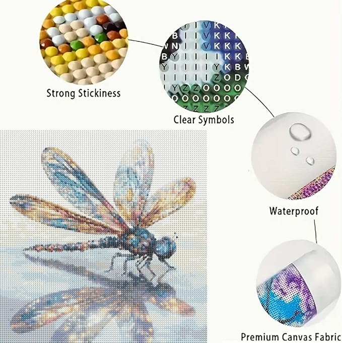 GEMFAMILY Dragonfly Diamond Art Kits for Adults,Funny Insects 5D Diamond Painting Kits for Beginner,DIY Round Full Drill Diamond Dots with Gem Art Kits Home Wall Decor 13.8 x 13.8 inch