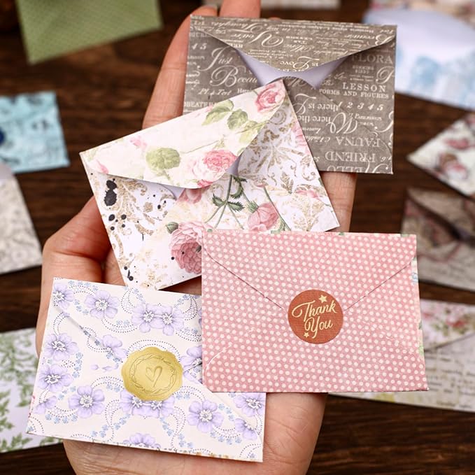120 PCS Vintage 3D Mini Mechanism Envelope Stickers, Aesthetic Decorative 3D Foldable Envelope Background Scrapbook Stickers for DIY Diary Junk Journal Handbook Journaling Scrapbooking Supplies Kit