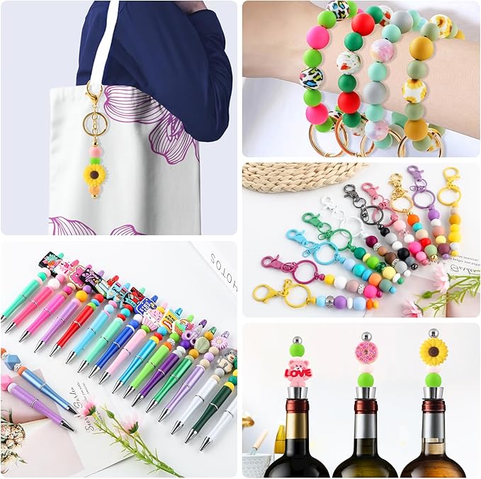 160Pcs 12mm Silicone Beads for Keychain Making Bracelet Necklace, Bulk Round Silicone Beads for Pens（Chartreuse）