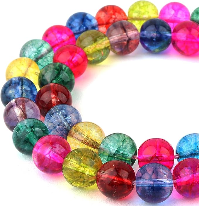 Crystal Round Beads for Jewelry Making - 8mm Glass Beads for Bracelets(45-47pcs, Tourmaline Crystale)
