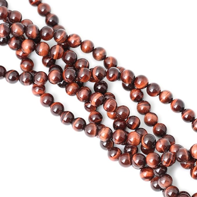 cheavian 35pcs 10mm natural red tiger eye gemstone round loose beads for jewelry making diy findings 1 strand 15"