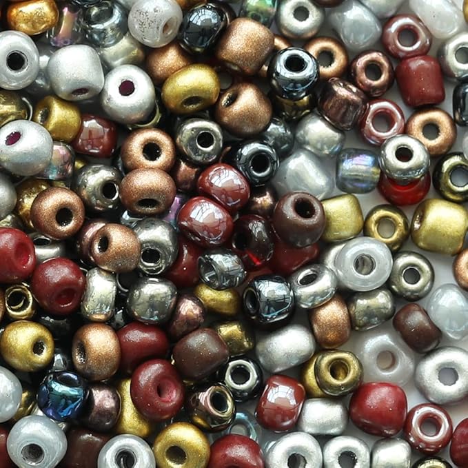 Mixed Colour 4mm Seed Beads, Approx. 1600pcs/110g Per Bag, 6/0 Glass Craft Beads for Adult DIY Jewelry Making, Earrings, Bracelets & Necklaces（Mixed Colour）