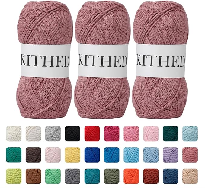 Cotton Yarn，10.5oz，526yard，3 Pack ，Soft Yarn for Crocheting and Knitting (31 Orchid Pink)