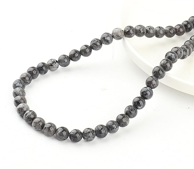 6mm Natural Stone Beads for Jewelry Making - Gemstone Round Loose Beads for Bracelets(58-62pcs, Black Labradorite)