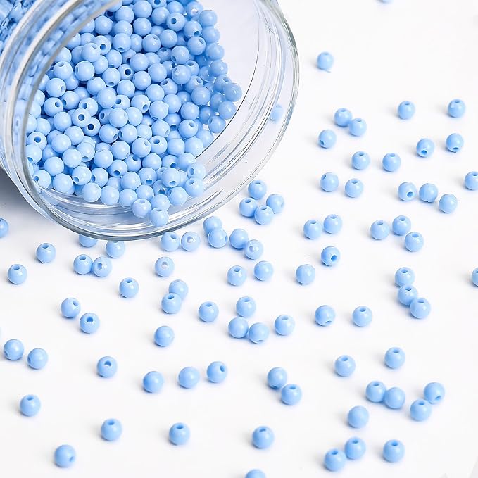 bonny boxx 2000pcs 4mm smooth aquamarine acrylic round beads, plastic resin bubblegum balls chunky gumball beads for necklace and bracelet making, crafting supplies