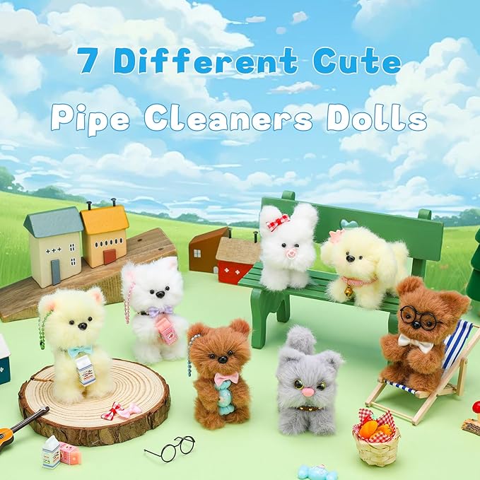 ZXIIXZ 104 Pcs Pipe Cleaners Craft, 14 Pcs 39.37 Inch Extra Thick Pipe Cleaners, Cute Large Plush Pipe Cleaner Supplies Kit for DIY Arts Craft Decorations