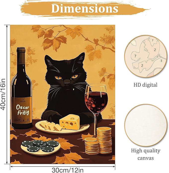 MAXBYE Funny Cats Paint by Numbers Kits for Adults Beginners, Black Cat Poker Night Paint by Number for Adults,Easy Canvas Paint by Numbers for Home Wall Decoration and Gifts 12x16inch