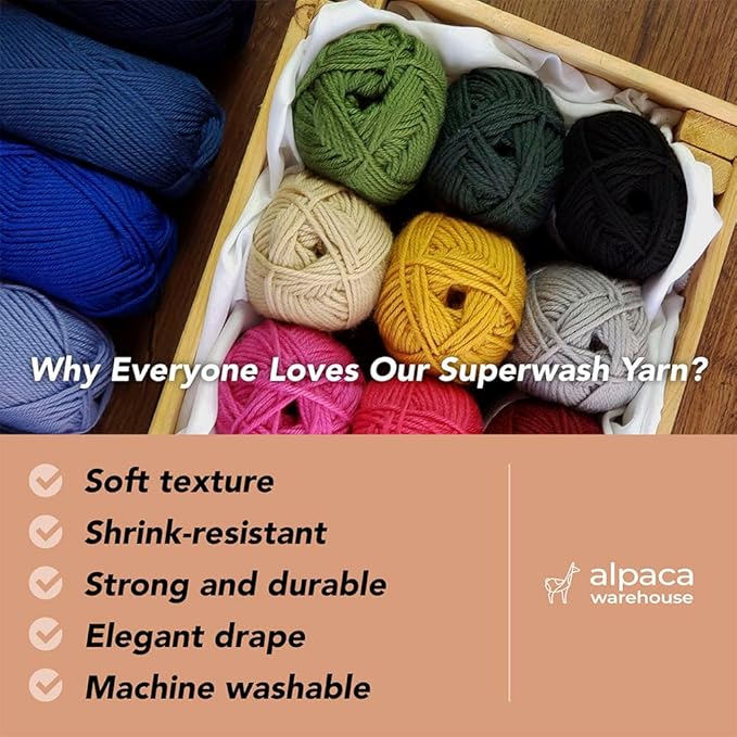 100% Pure Wool Yarn Superwash Set of 3 Skeins (150 Grams) DK Weight - Sourced Directly from Peru - Heavenly Soft and Perfect for Knitting and Crocheting (Iron Gray)
