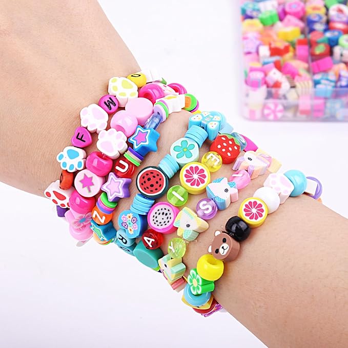 BBita 2480pcs Mouse Head Polymer Clay Beads Charms for Bracelets Making Kit Cute Fun Charms Beads Friendship Bracelet Making DIY Arts Crafts Birthday Gifts Toys for Kids Girls