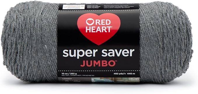 Red Heart Super Saver Jumbo Yarn, Gray Heather