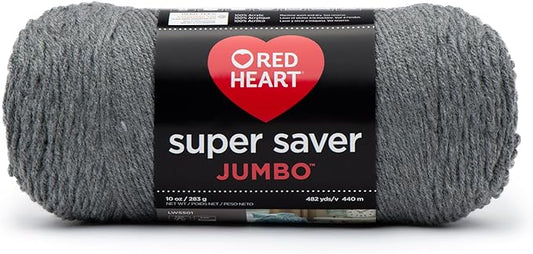 Red Heart Super Saver Jumbo Yarn, Gray Heather