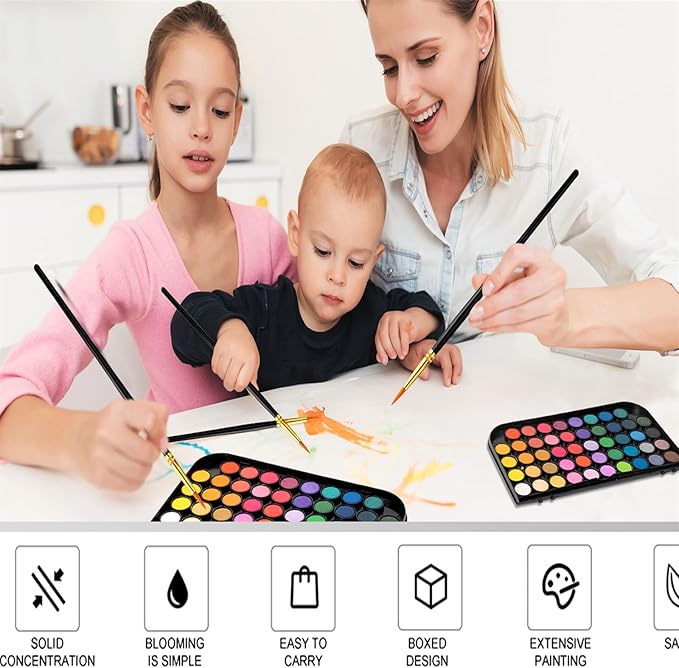Watercolor Paint,watercolor paint set,48 Colors Washable Watercolor Paint Set With Brush, Refillable Water Brush Pen, Palette, and Water-Washable Paints for Adults Artist Beginner