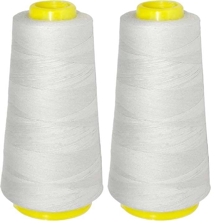 Mandala Crafts Silver Thread Cones for Machine and Hand Quilting - 2400 Yds 50 WT Multiple Purpose Mercerized 100% Cotton Threads for Sewing Machine Serger Embroidery