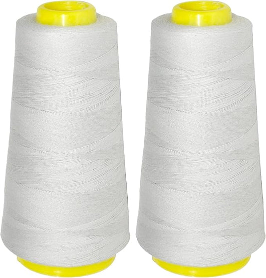Mandala Crafts Silver Thread Cones for Machine and Hand Quilting - 2400 Yds 50 WT Multiple Purpose Mercerized 100% Cotton Threads for Sewing Machine Serger Embroidery