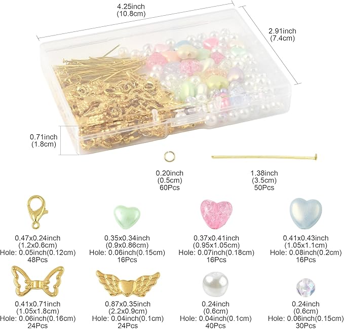 324Pcs Angel Jewelry Making Kit, DIY Pendants Charms Making Kits, Golden Colorful Beads Jump Ring Head Pins Findings for Bracelets Necklaces Earrings Crafting