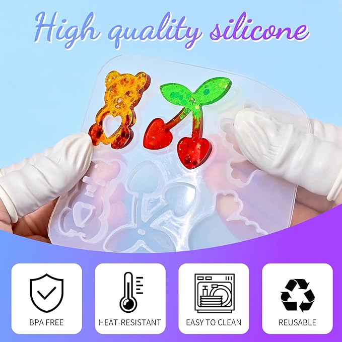 104Pcs Resin Molds Set for Women, Cute Designs with Accessories, Silicone Jewelry Molds for Resin Epoxy Keychain Earring Pendant Crafts Making