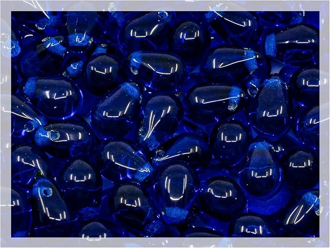 Czech 50-Piece Glass Beads, 6x9mm, Teardrop Transparent Dark Blue