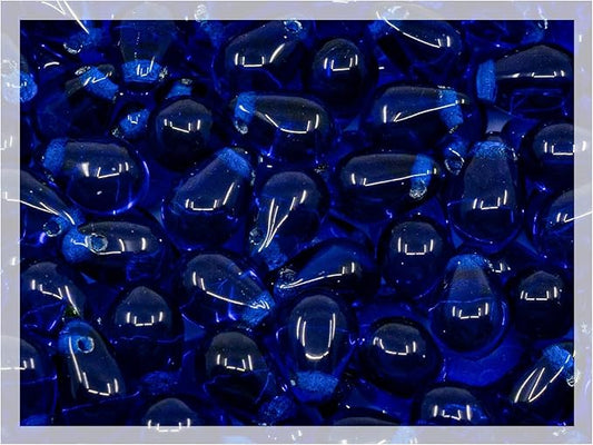Czech 50-Piece Glass Beads, 6x9mm, Teardrop Transparent Dark Blue