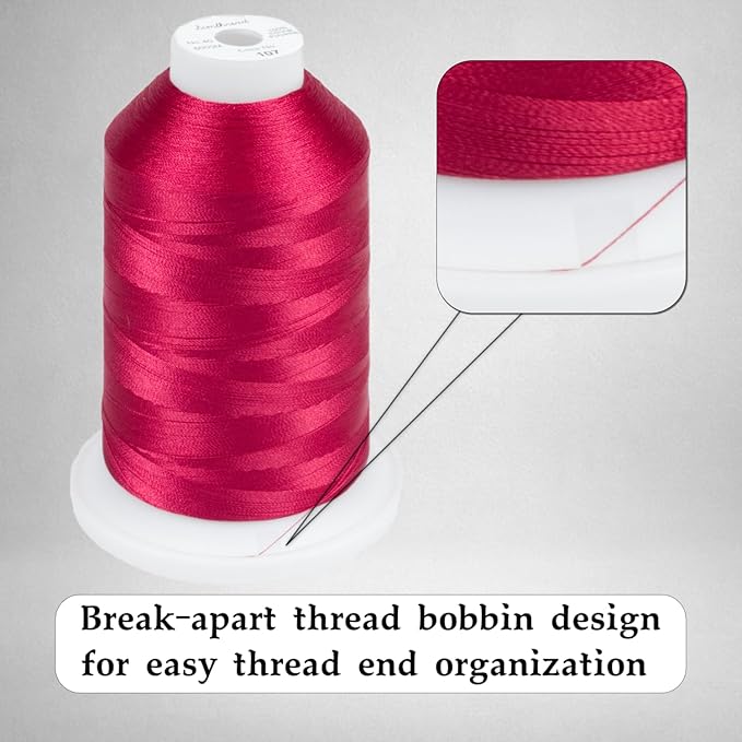 Simthread 6 Spools Embroidery Thread Set, 3000 Yards 40WT 100% Polyester Trilobal Machine Thread for Professional & Home Use, Compatible with Brother, Singer, Janome & More, Red Pink Series