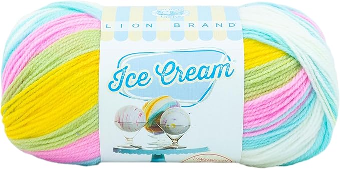 Lion Brand Yarn, Ice Cream Baby Yarn for Knitting, Crochet, and Crafts, Bunny Tracks, 1 Pack, DK Weight Colorful Acrylic Fiber for Baby Blankets, Hats, and Sweaters