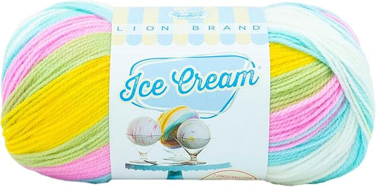 Lion Brand Yarn, Ice Cream Baby Yarn for Knitting, Crochet, and Crafts, Bunny Tracks, 1 Pack, DK Weight Colorful Acrylic Fiber for Baby Blankets, Hats, and Sweaters